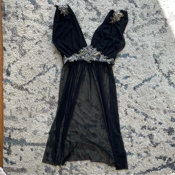 Custom Black Rhinestone Three Piece Dance Costume - Picture 5 of 9